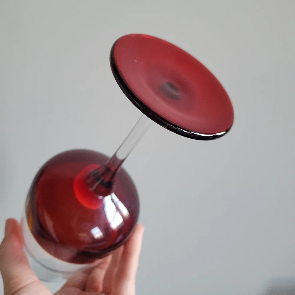 Pier 1 Elemental Red Burgundy Hand Blown Wine Glass 16 oz